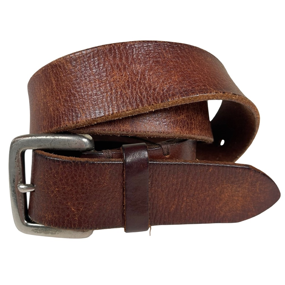 American Eagle Outfitters Belt Men 30 Brown Leather Distressed Silver Buckle